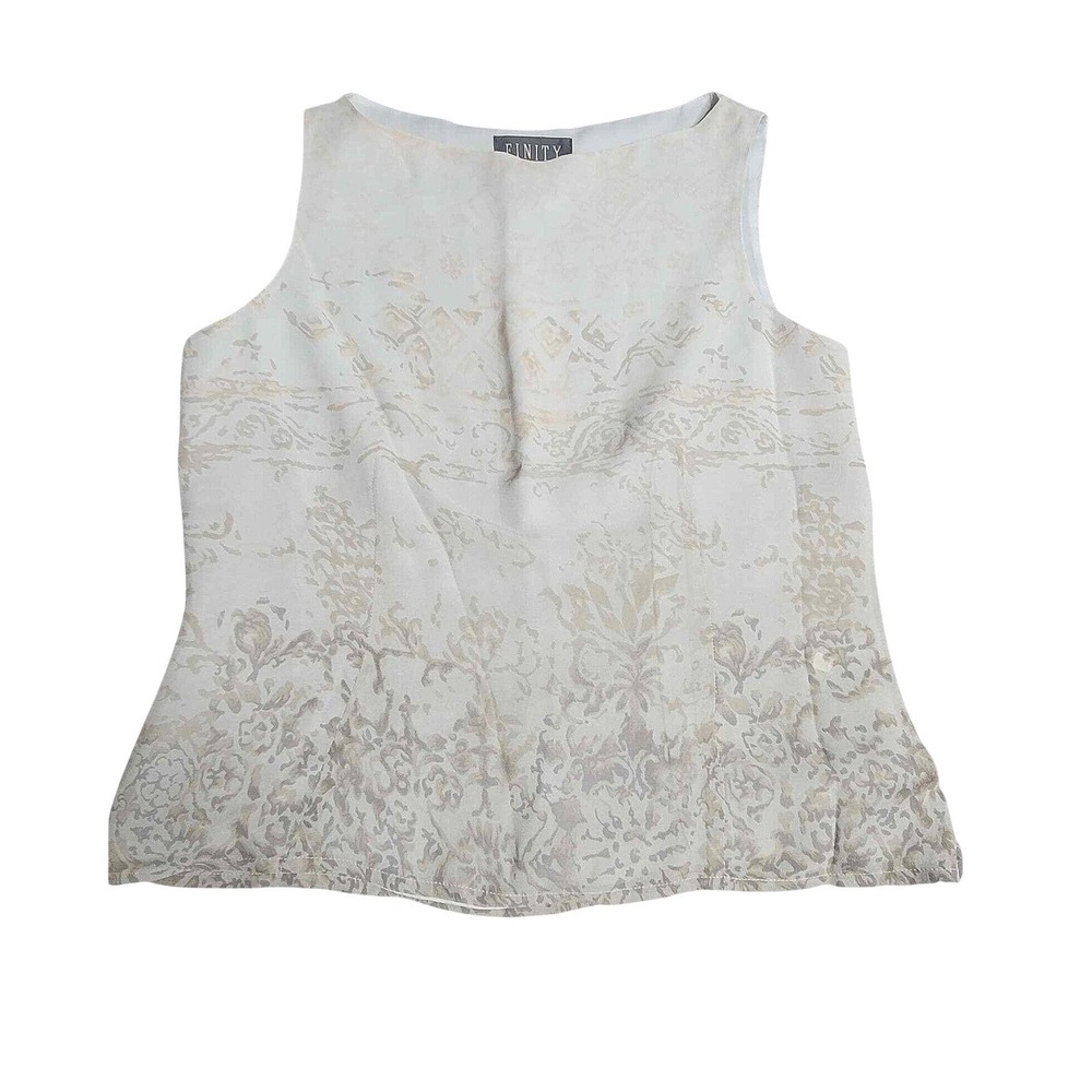 Finity Silk Top Shell 4 Sleeveless Shell Side Zip Neutral Classic Minimalist Y2K